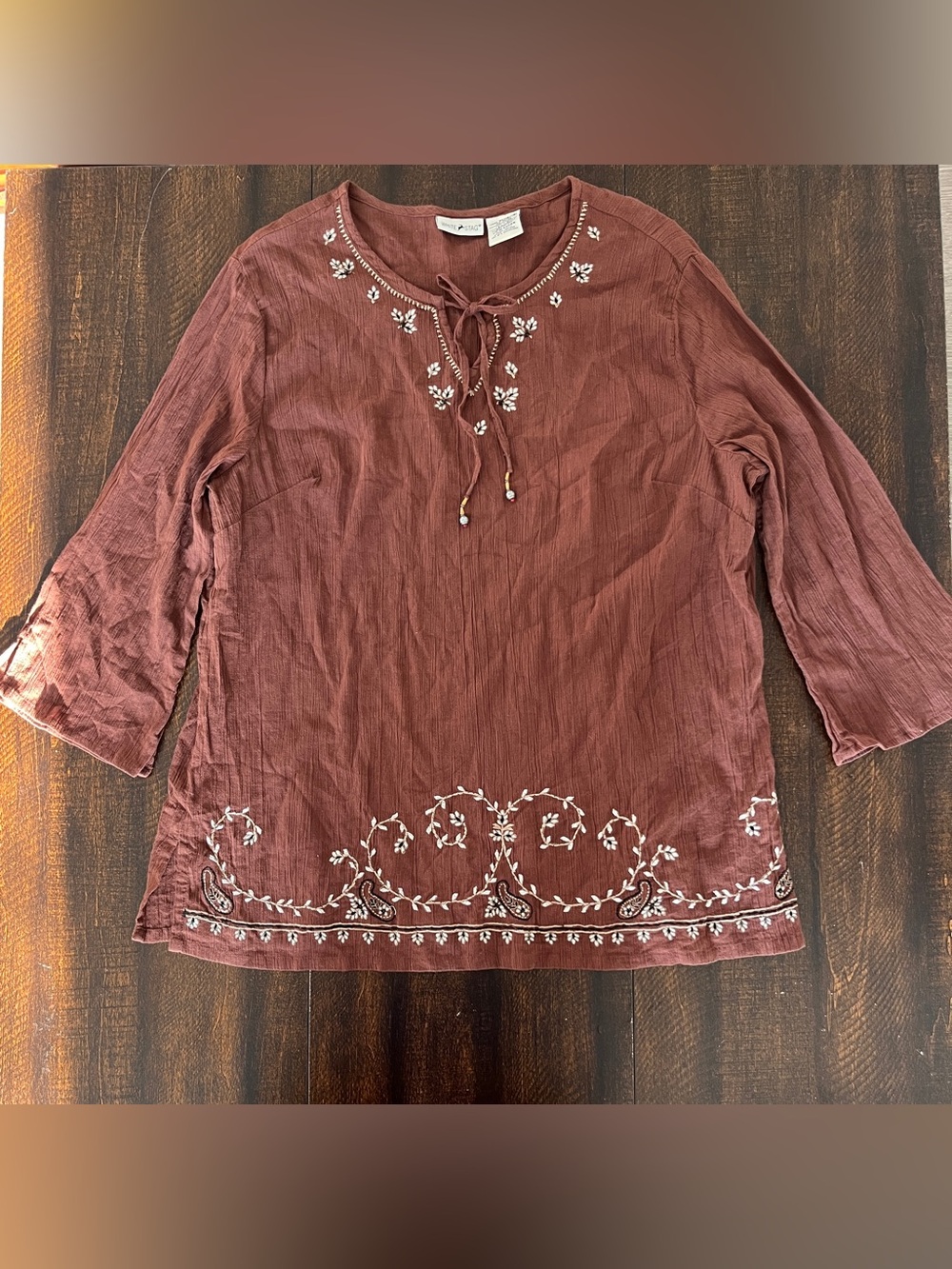 Boho Embroidered 100% Cotton Cottagecore Tunic